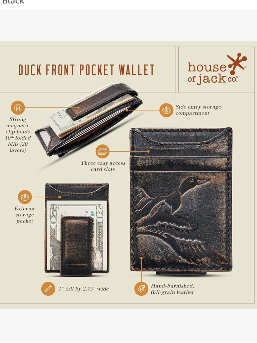 Duck wallet money clip small leather wallet - Picture 5 of 6